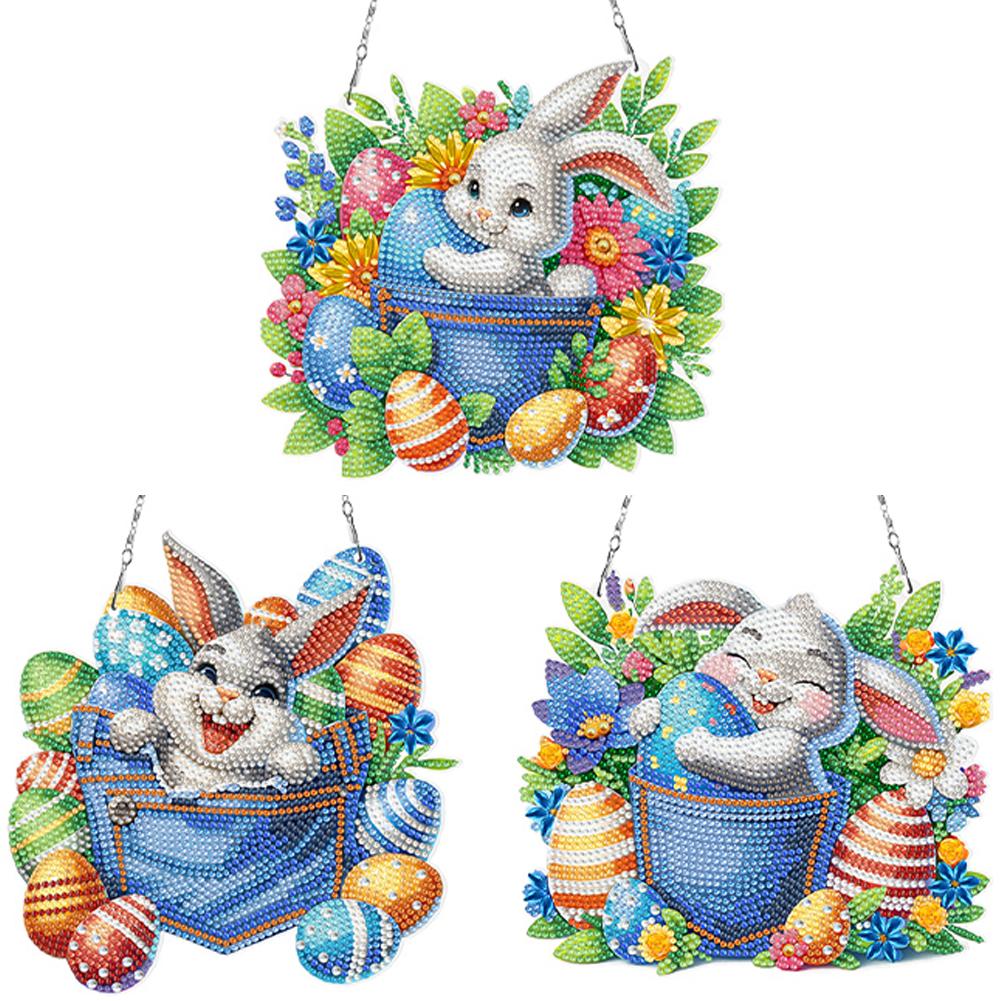 Diamond Painting Set 3Pcs 2D/Flat DIY Rhinestone Diamond Art Window Pendants Diamond Art Pendant Home Wall Decoration Crafts