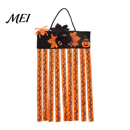 Dynamic Swaying Door Lintel Decoration Halloween Rag Flag Banner, Pumpkin Maple Leaf Flower Ribbon Hanging Escape Room Thrilling Atmosphere