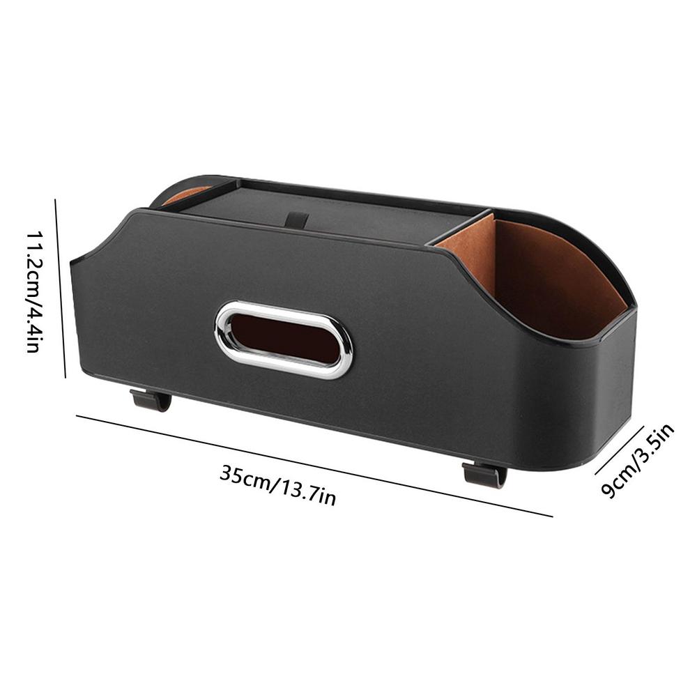 

Car Backseat Organizers Backseat PU Leather Tissue Box With 2 Cup Holder Seat Organizer With Hook Multifunctional Car чёрный