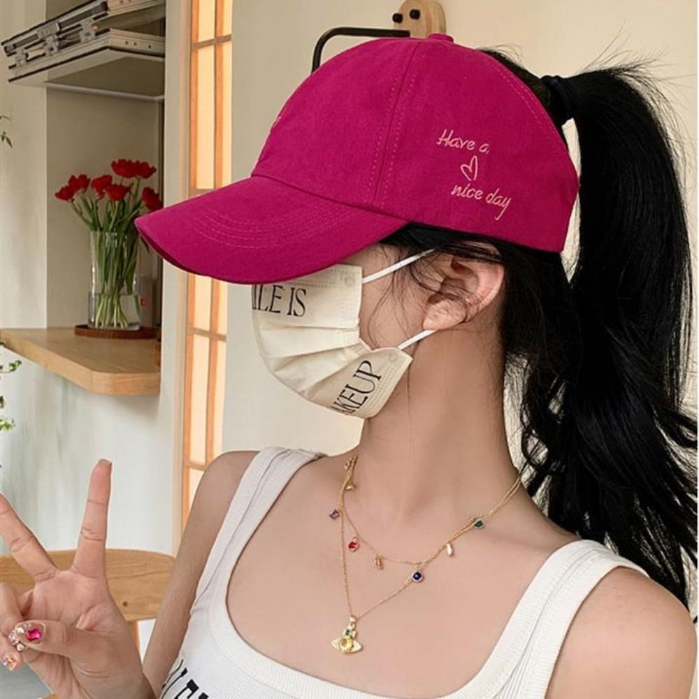 New High Ponytail Baseball Cap for Women Embroidery Summer Sun Hat Hollow Top Snapback Hat Casual Hip Hop Hats Women Sports Caps