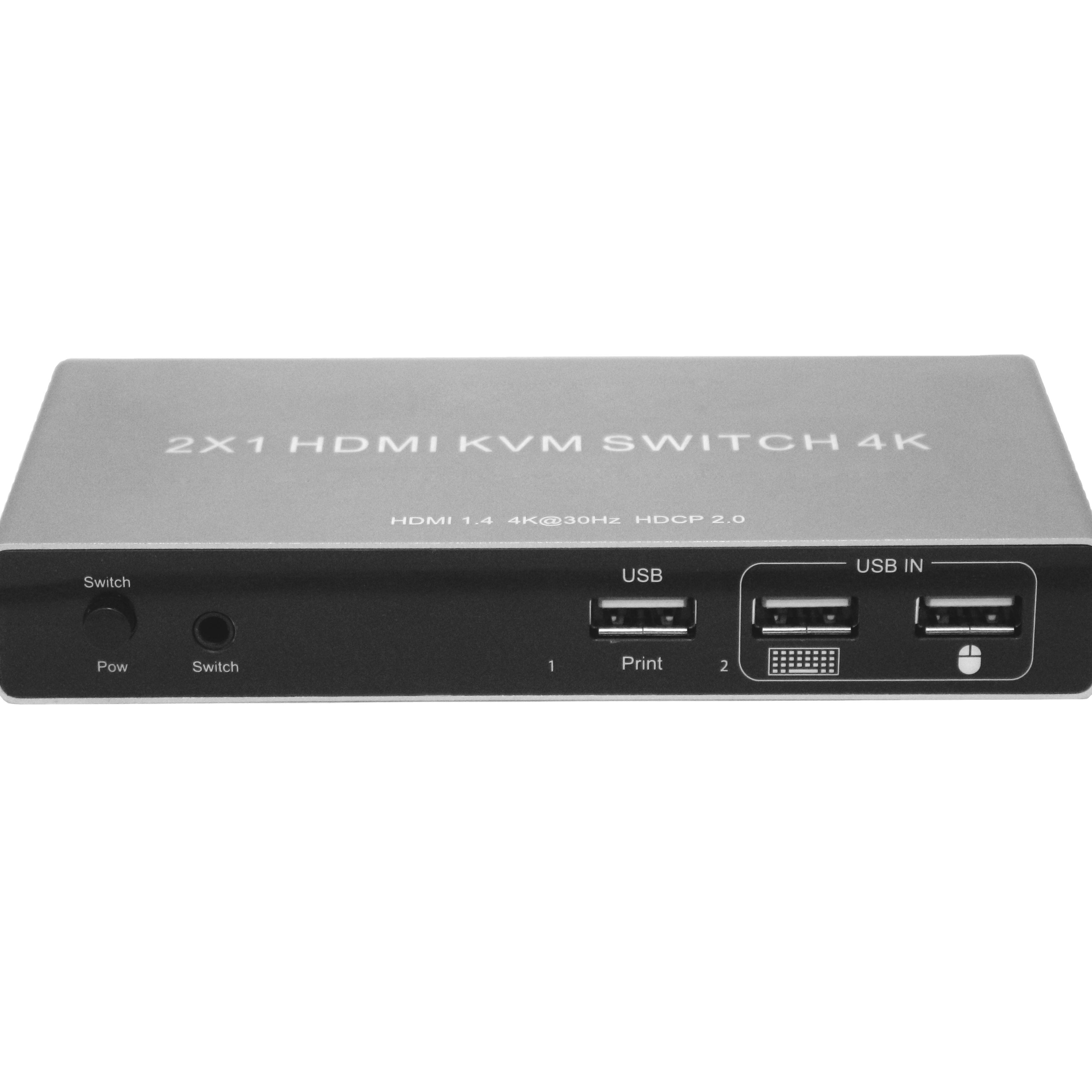 HDMI Kvm Switch Support 4K 2x1 2 in 1 Out серебряный