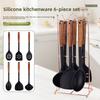Wooden Handle Silicone Kitchenware Spatula Set Non-stick Pan Household Spoon Cooking 7-piece Set