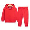 Kids' European & American Solid Color Fleece Hoodie Set for Medium & Large Boys & Girls Winter Collection