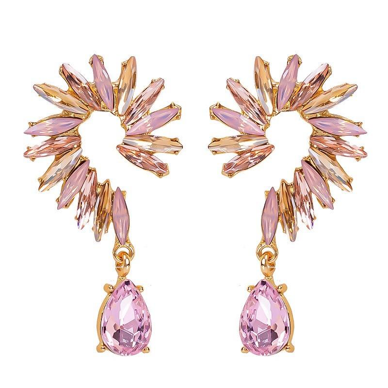 Pinkdudu Exaggerate Glass Geometric Block Zircon Earrings Gradual Color Trendy Drop Earrings Women PD2360