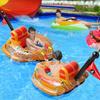 Inflatable Pirate Ship Water Play Toy  Kids Aquatic Tank Seat Ring with Sprayer, Pool Water Sprinkler Car Swimming Ring