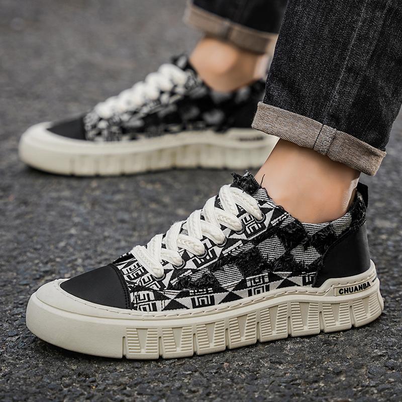 Scarpe da Uomo Nicchia Scarpe da Skate in Denim Tendenza Moda Sneakers Scarpe da Corsa Antiscivolo per Esterno