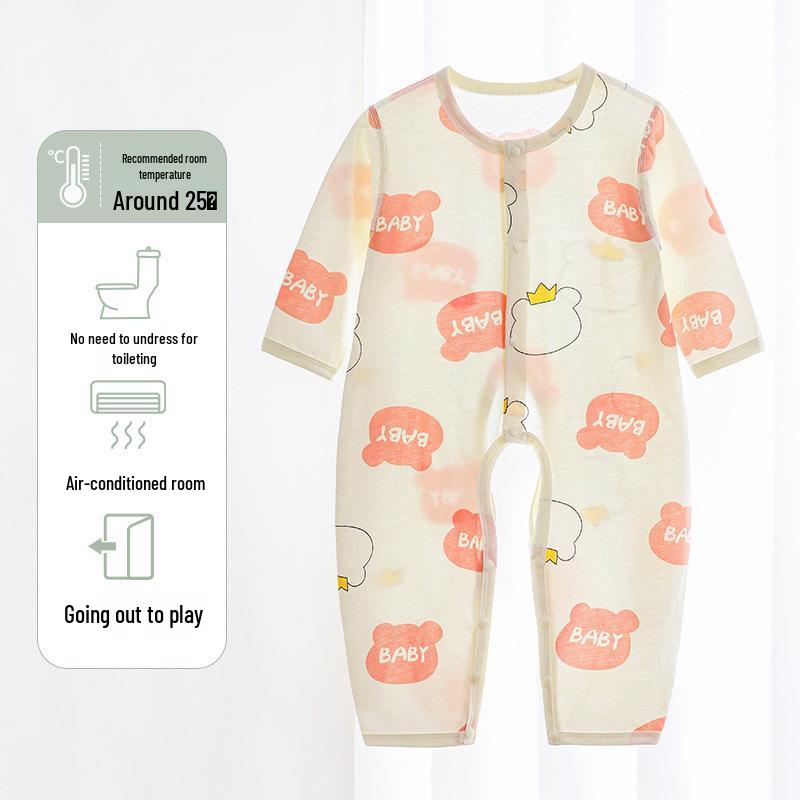 Salopetă cu mânecă lungă din bumbac pur pentru nou-născut: Costum de Aer Condiționat de Primăvară-Vară și Pijama