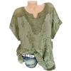 Ladies Loose Casual Lace V-Neck Embroidered Short-Sleeved  Shirt Top