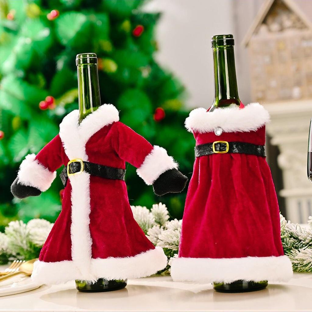 1pc  Christmas Decorative Santa Claus Christmas Skirt Dress Wine Bottle Cover Snowman Gifts Christmas Table Decoration