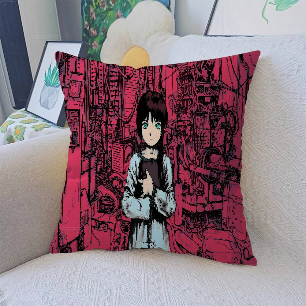 Serial Experiments Lain Anime Decorative Room Aesthetics Pillow Case Home Decor Bedroom Sofa Bed Couch Pillow Cover 45x45