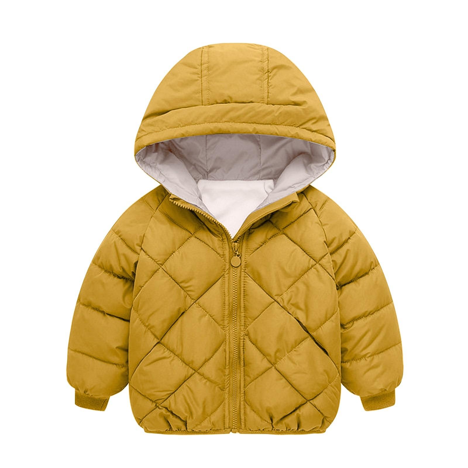 

Осенне-зимняя детская куртка с хлопковой подкладкой для мальчиков и девочек с толстым капюшоном 90 жёлтый