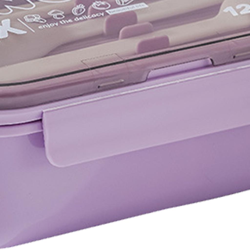 Lunsjboks med 3 rom 1250ml Lilla Lekkasjesikker PS PP Silikon Mikrobølgeovnsikker Bento Lunsjboks for Kontoret