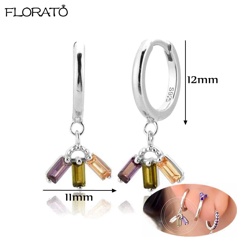925 Silver Needle Elegant Purple Earrings Exquisite Small Hoop Earrings for Women Fashion Puncture Jewelry Accessories