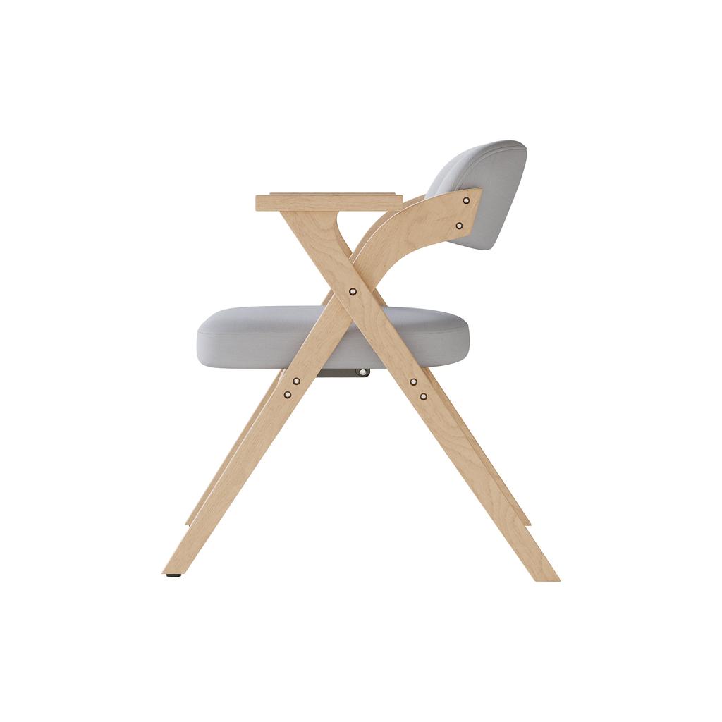 4 Foldable Dining Chairs, Solid Wood, Comfortable and Breathable, Suitable for Dining Room, Living Room, Café, Modern Style, Linen, Grey