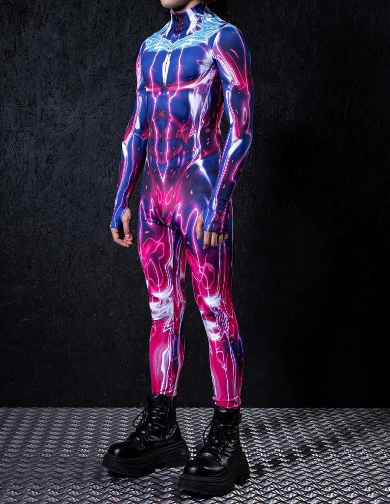 3D Digital Printing Stage Performance Costumes Adults Halloween Events Carnival Theme Party Cosplay Outfit Pretend Game Jumpsuit