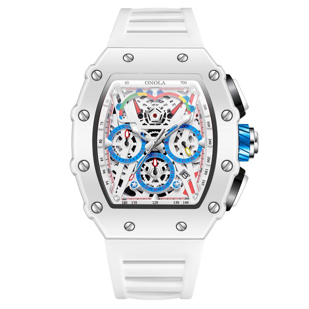Onola Multifunctional Fashion Waterproof Quartz Men'S Watch Silicone Band Sports Watch