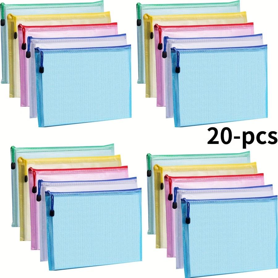 20pcs A4 Zippered File Folders - Durable Mesh Document Organizers with Secure Zippers, Storage Pouches for Office Organization
