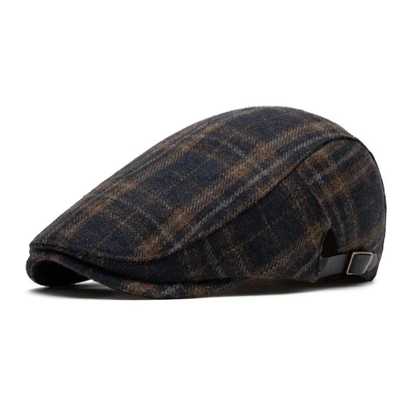 

Winter Cotton Warm Print Newsboy Caps Flat Cap Men and Women Painter Beret Hats 146 55-60cm Adjustable синій