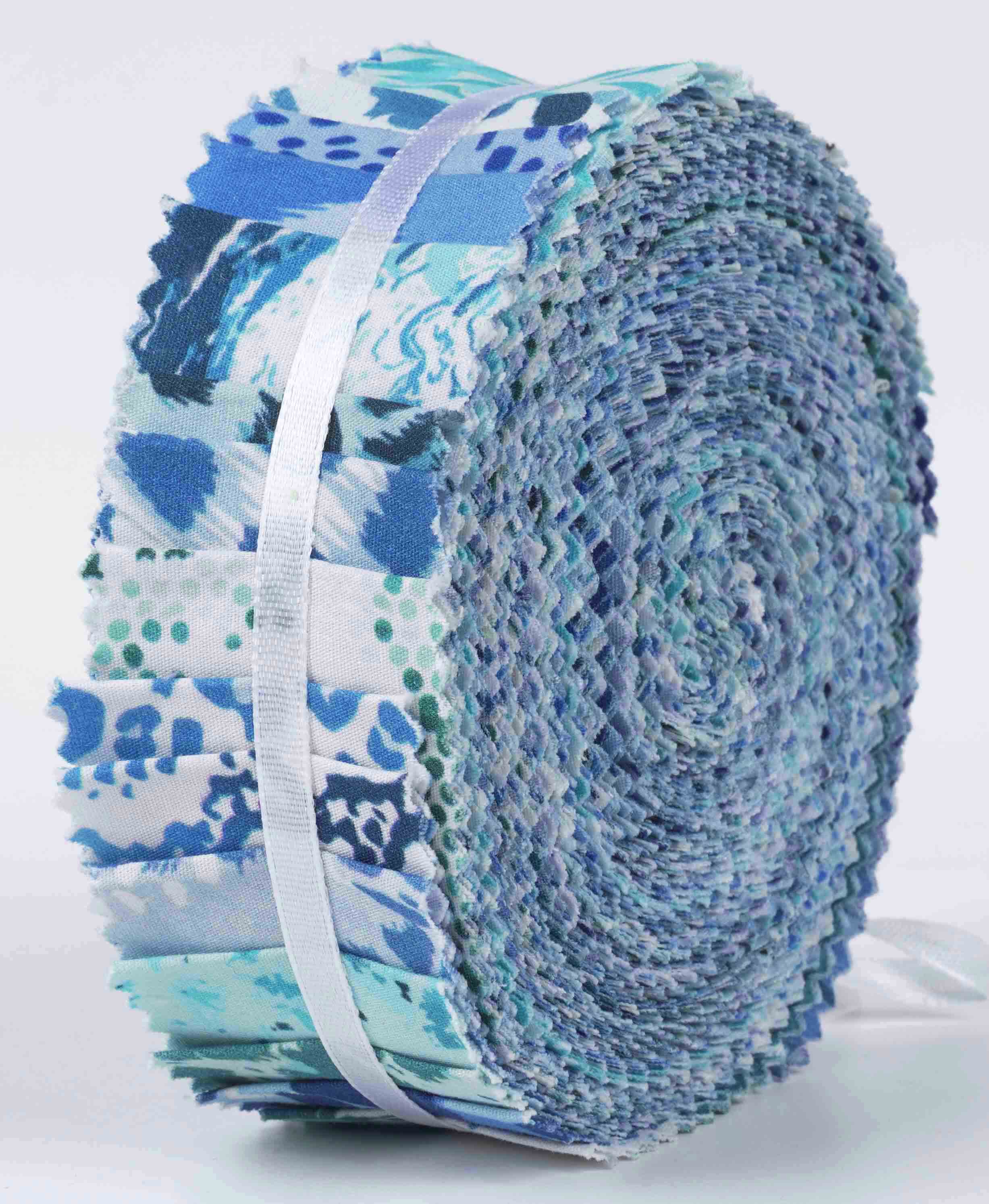 

Soimoi, 40 шт. бавовняної тканини з принтом Tie Dye для стьобання, 2,5x42 дюйма, желейний рулон - 1.5x42inches синій