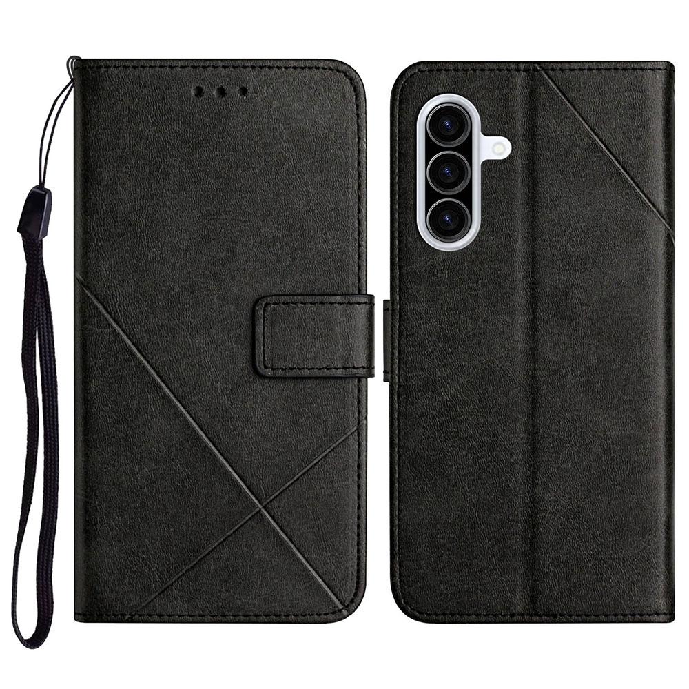 For Samsung Galaxy A37 5G Case Line Pattern Wallet Leather Phone Cover with Wrist Strap