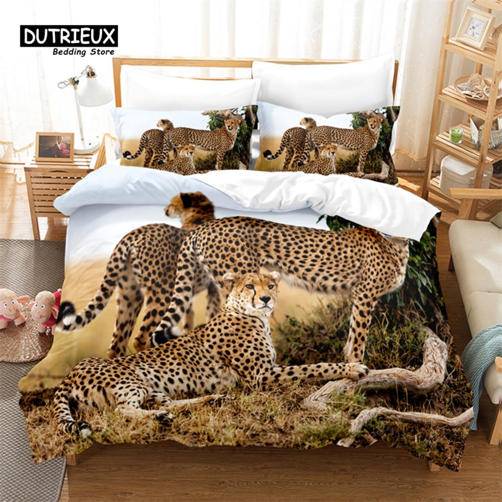 Ferocious Animals Bedding Set, 3Pcs Duvet Cover Set, Soft Comfortable Breathable Duvet Cover, For Bedroom Guest Room Decor