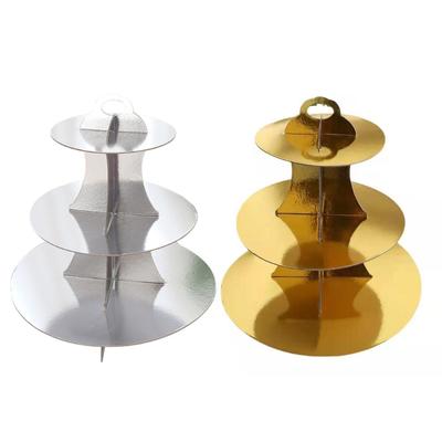 Dreischichtiger runder Papier-Cupcake-Ständer Desserttisch-Tablett Backgeschirr Küchenzubehör für Geburtstag Hochzeit Dropshipping