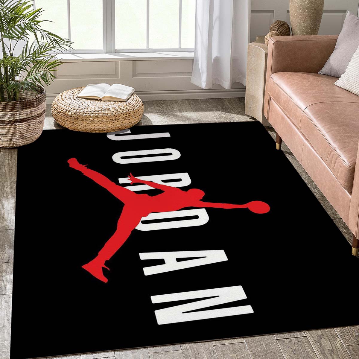Black Basketball Player Silhouette Area Rug, 23 Number Print Non-Slip Floor Mat 40x60cm( 15x23in )