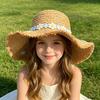 Sun Hat Hand-Crocheted Chrysanthemums Large Brim Strong Sun Protection Wave Shape Face Slimming Vacation Style Travel Hat