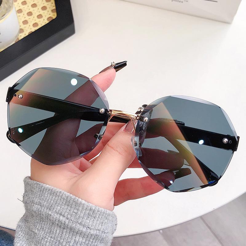 Fashion Frameless Trimmed Sunglasses Women'S Trend Versatile Irregular Frame Sunglasses Street Photo Uv Protection Glasses