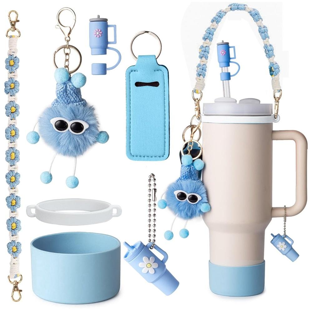 7-piece cup accessory set, water bottle handle strap, silicone straw cap, bottle rack, 30oz 40oz insulated cup keychain accessories