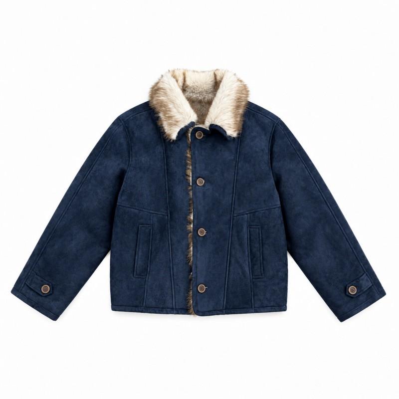 Mens American Retro Solid Fleece Collar Loose Winter Coat Casual Warm Outerwear