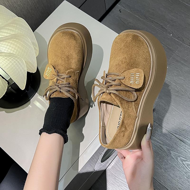 Platform Loafers Women's 2025 New Autumn and Winter Women's Boken Shoes British Style Fashion Versatile Skirt Shoes