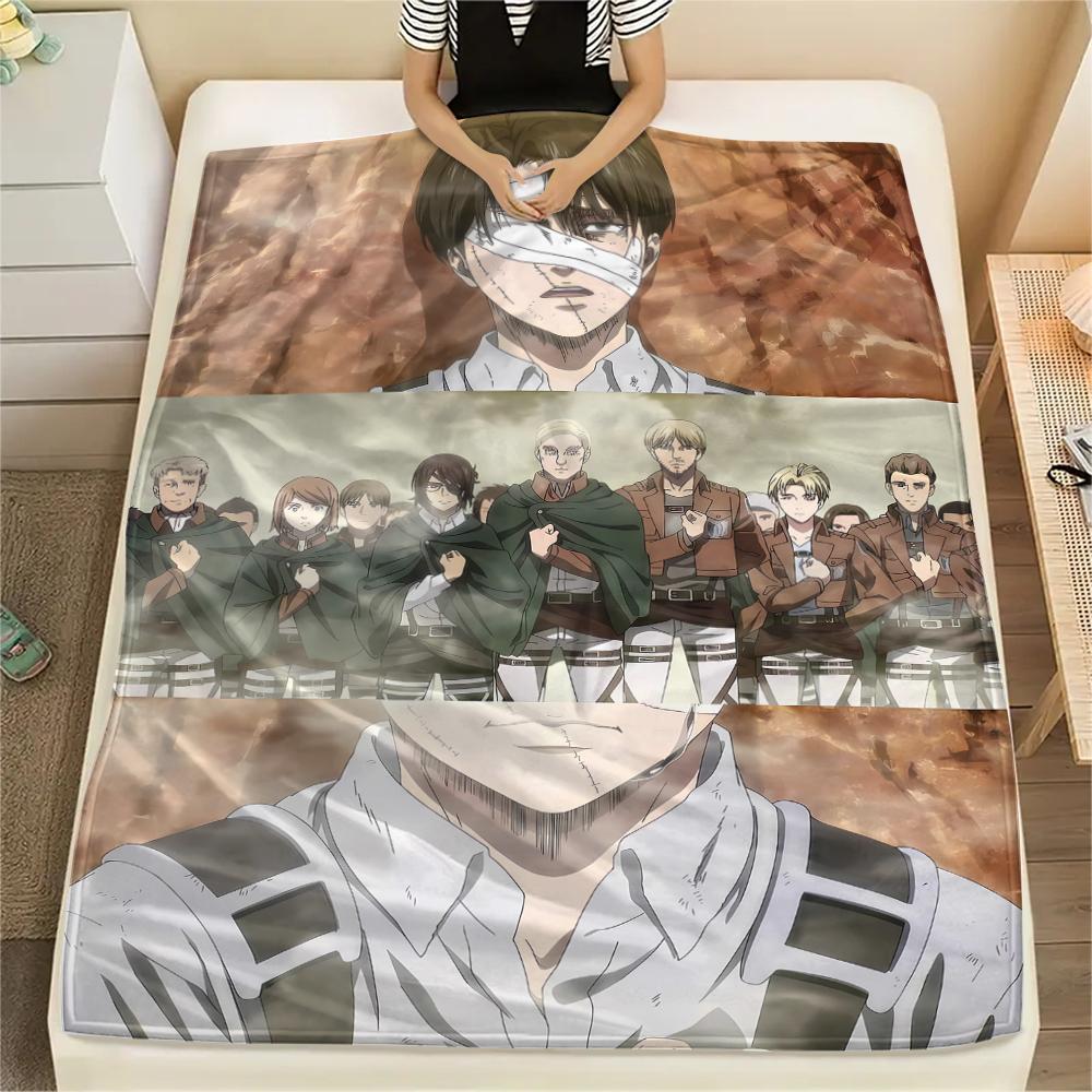 1PC Attack On Titan Print Flannel Blanket, High Quality All Seasons, Home Decor, Warmth and Comfort, Perfect for Christmas Gifts