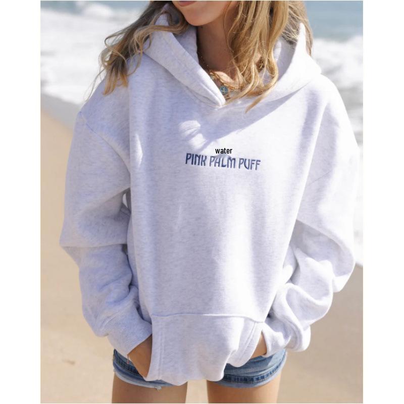 2025 Women's Drop Shoulder Hawaii Hibiscus Hoodie – Trendy European Size