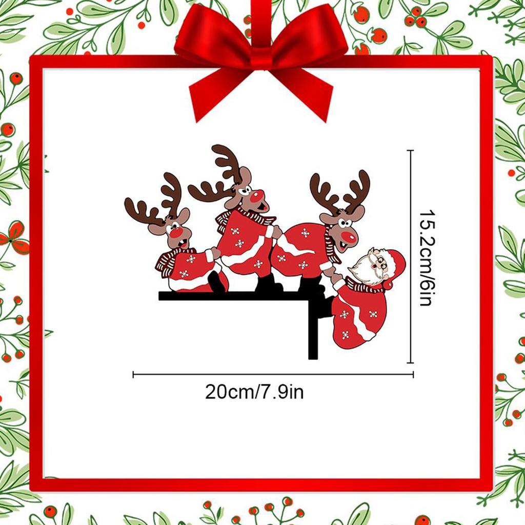 2pcs Christmas Door Corner Decorations Wooden Christmas Deer Door Frame Hangings Creative Door Corner Table Ornaments