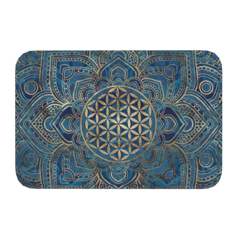 Fußmatte „Blume des Lebens“ für Küche, Bad, Garten, Terrasse oder Balkon – rutschfest, ideal für den Außenbereich, spirituell, Yoga, Zen und als Mandala-Fußmatte.