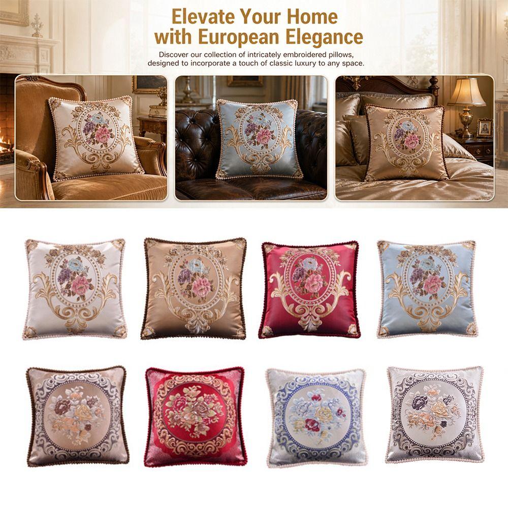 Retro Decorative Jacquard Pillow Case Europe Style Throw Pillow Case Cushion Cover Sofa Decor