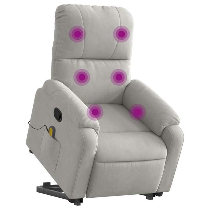 VidaXL Reclining Massage Armchair Light Grey Microfiber Fabric 3204937