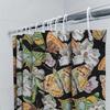 Bathroom Shower Curtain Waterproof Decorative Butterfly Floral Print For Home Decoration Size180X240Cm (Black)