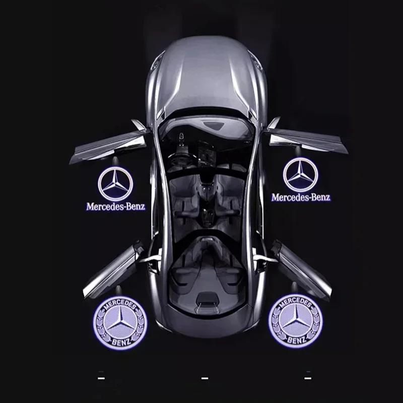 AABGZ1 2Pcs Car Door Welcome Light Auto Emblem Badge LED Projector Lamp Mercedes Benz Amg C Class CLK SLK SLR W203 W208 W209 R171 R1721