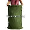 Thickened Large Canvas Bag in Army Green & Black - Jute Woven for Moving, Packing, or Luggage Document