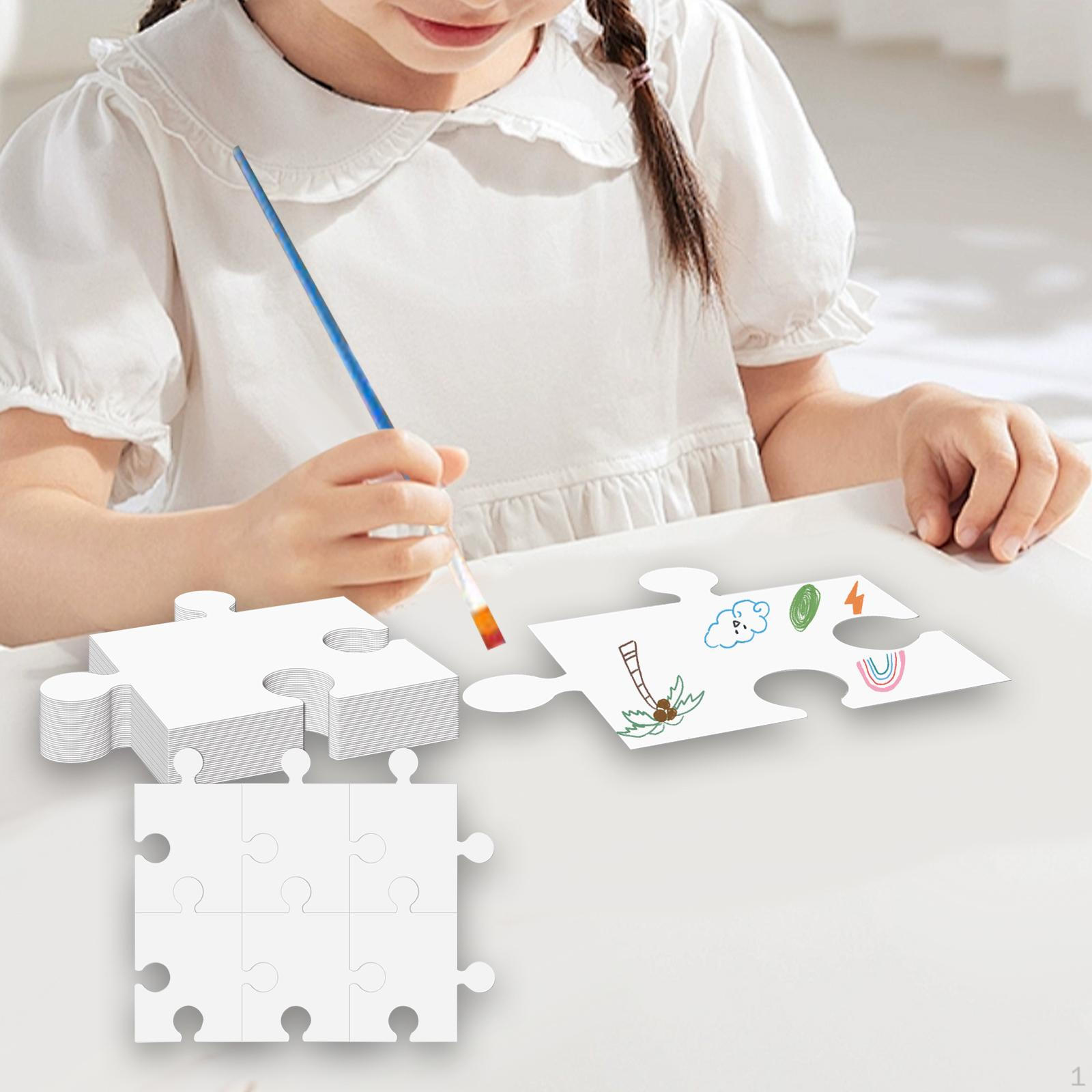 

30Pcs White Cardboard Blank Puzzle Set 20x23cm Educational Versatile Smooth Edges Lightweight for