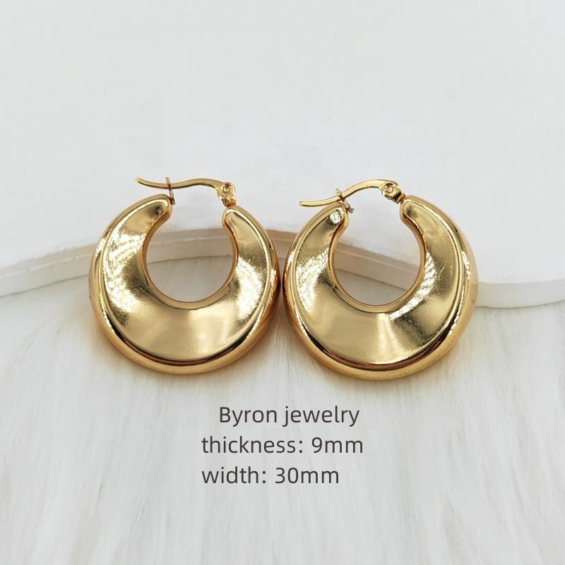 High Quality Women 18k Gold Plated Stainless Steel Huggie Earrings Hypoallergenic Jewelry Screw Twisted C-shape Hoop Earrings