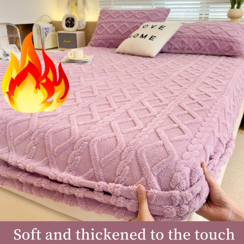 

2025 Новая теплая простыня Осень и Зима Толстая простыня на резинке Мягкий пушистый наматрасник Защитный чехол для матраса 150*200cm Single Bed Shee