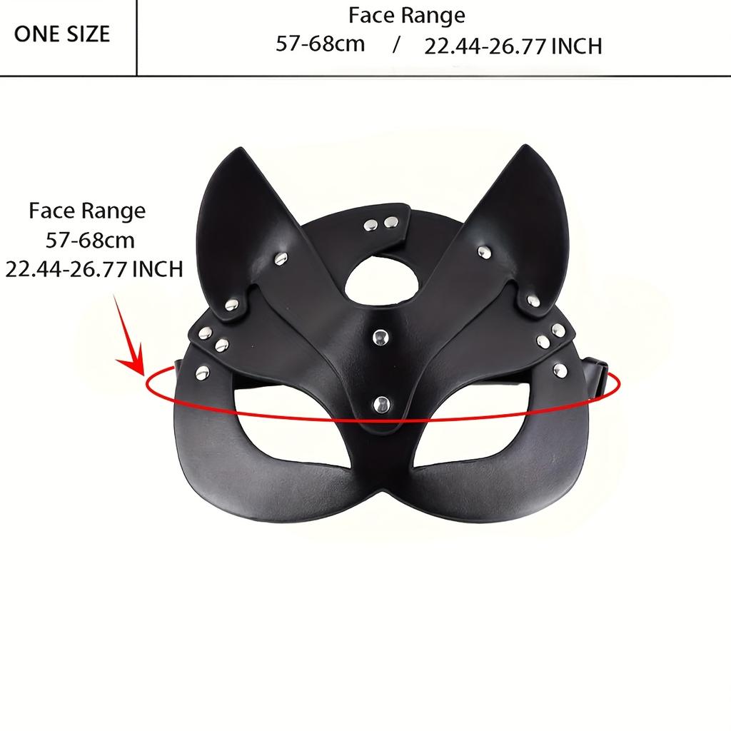 Weibliches Rollenspiel Sexy Katze Ohren Leder Maske Fetisch Halloween Party Make-up Ball Ausgefallene Augenmaske Maske