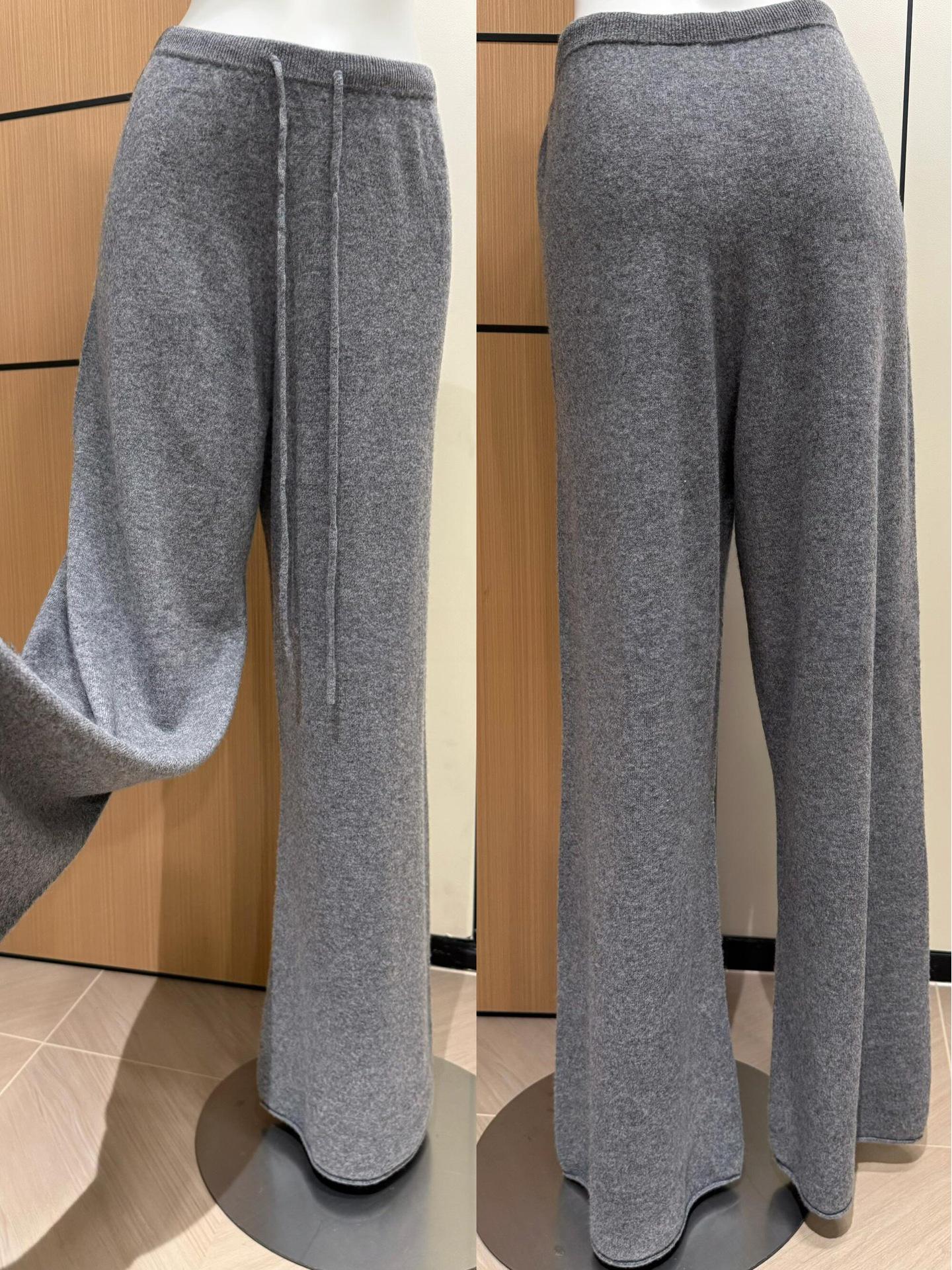 

Winter Seamless Wool Wide-Leg Pants ~ Super Slimming Cuffed Drawstring Knit Trousers One Size