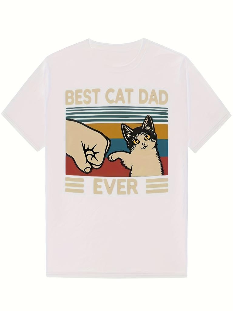 Unisexs Funny Best Cat Dad Ever T Shirt Unisex Unisex Tee Casual Cotton ONeck Tops Oversized Casual Short Sleeve Meme Cat Shirt