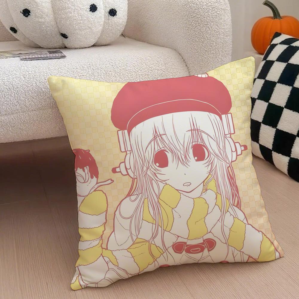 Cute Vibrant Japanese Idol SSuper Sonico Cushion Cover Throw Pillow Cover Hidden Button Durable Polyester Chair Cushion