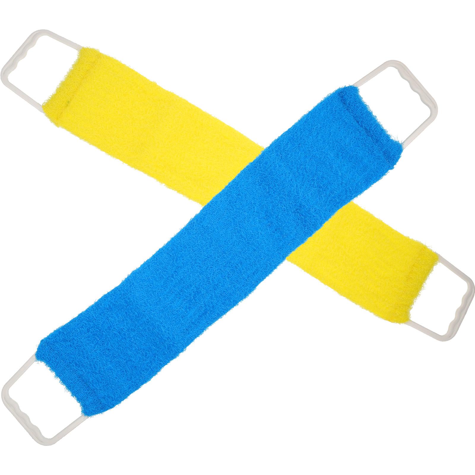 Double Sided Bath Scrubber Massage Towel Back Scrubber Exfoliating Cloth Stretchable Sponge Bath Brushes Sponges синий