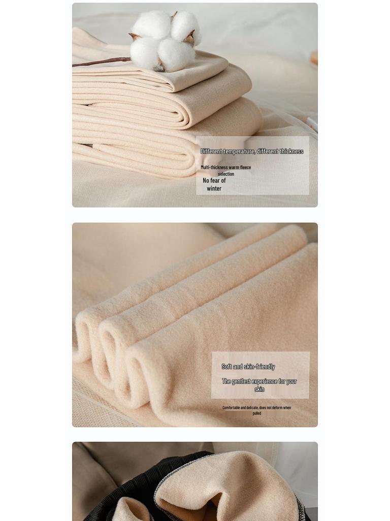 Black Silk Nude-Look Fleece-Lined Sheer Pantyhose Plus Size Leggings with Tummy Control & Hip Lift